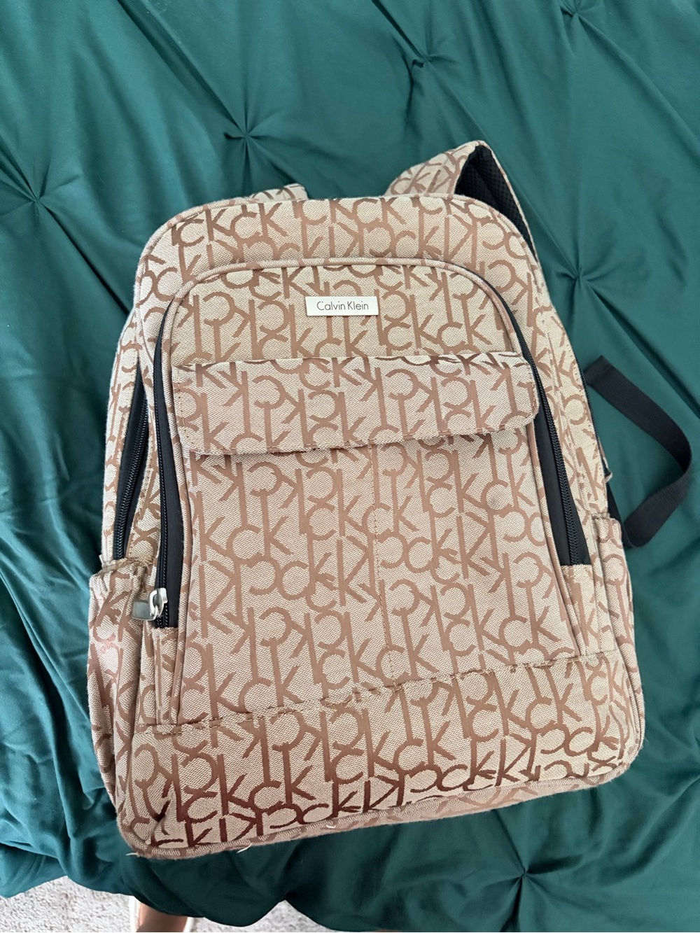 Calvin Klein Tan Monogram Backpack - Tan